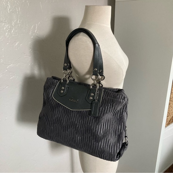 Coach Ashley Gray Gathered Satin Hobo Carryall - Picture 11 of 12